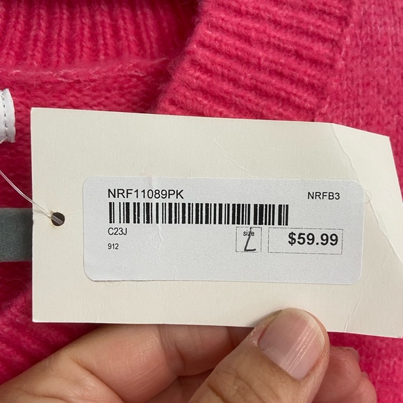 No Rest For Bridget Oversized Boxy Sweater Size Large Pink V-Neck Cozy NWT - Picture 4 of 7